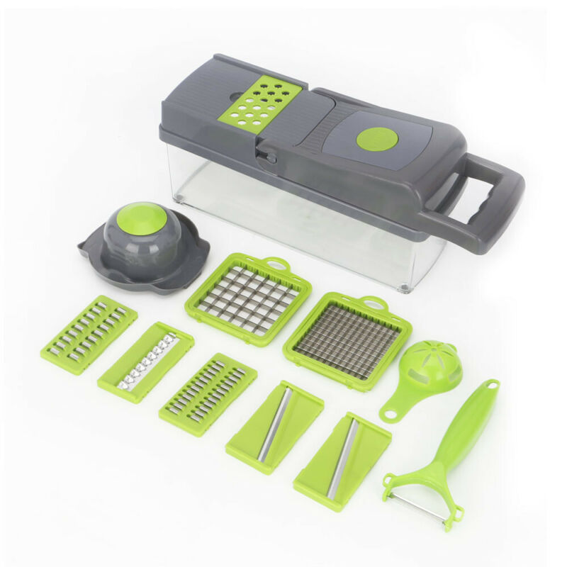 Multifunctional 14-in-1 Vegetable Chopper & Slicer – 8-Blade Veggie Dicer with Storage Container