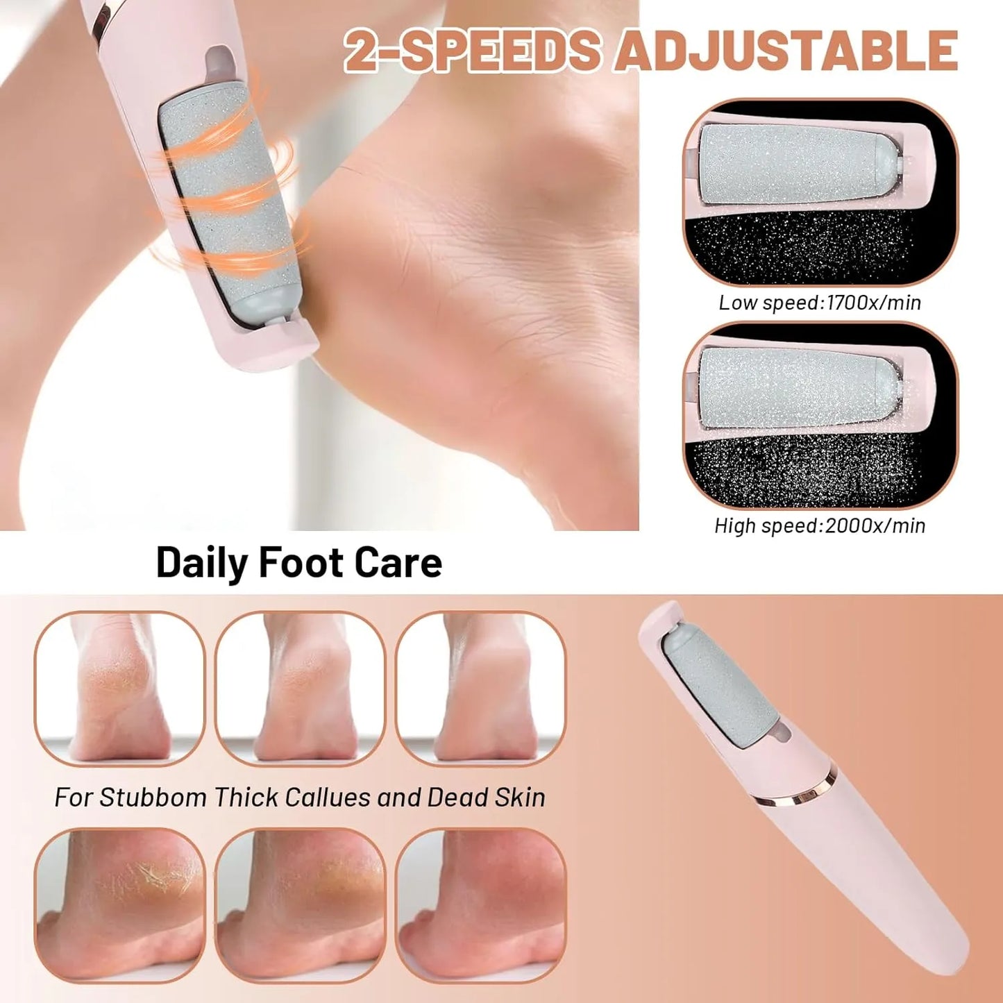 Rechargeable Pedi Callus Remover Tool for Feet – Electric Pedi Callus Remover | Professional Pedicure Foot File Machine for Cracked Heels & Dead Skin Removal