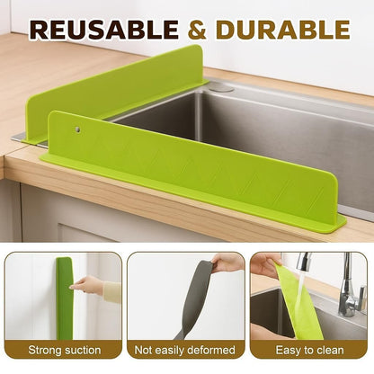 Silicone Sink Splash Guard for Kitchen and Bathroom Anti-Spill Faucet Splash Guard for Kitchen Sink – Flexible Oil-Proof Water Baffle with Strong Suction Cups