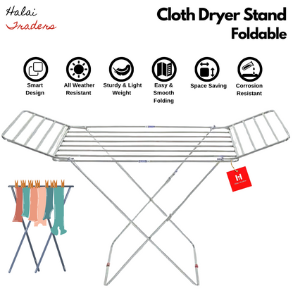 Premium Metal Folding Cloth Dryer Stand White-Hanging stands Drying Rack Thick