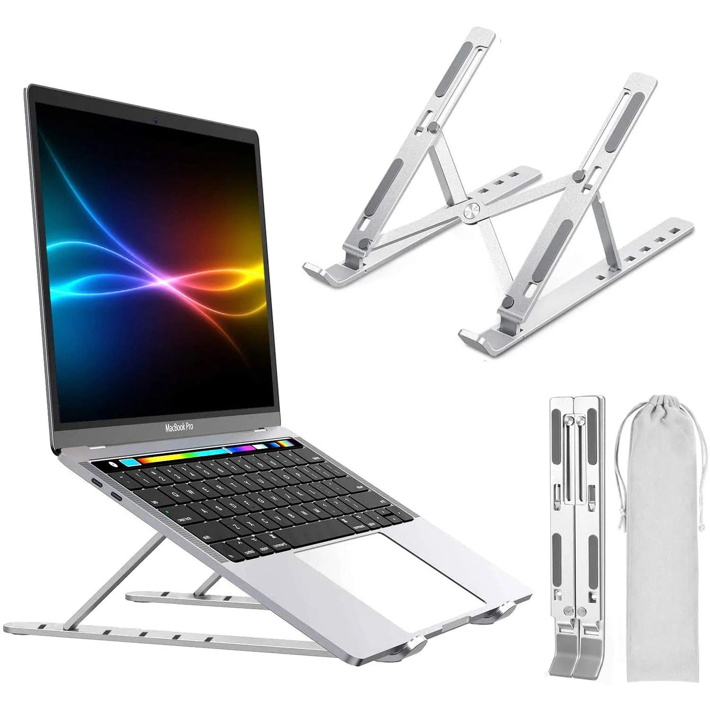 Foldable Laptop Metal Stand Adjustable Height Folding Laptop Holder Solid Stand With Anti Slip Rubber Grips