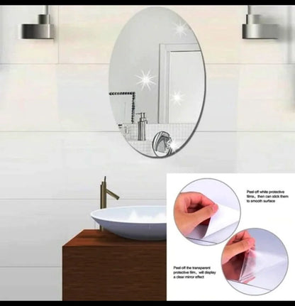 Flexible Mirror Wall Stickers-Oval-Shaped Non-Glass Decorative Mirror Sheets