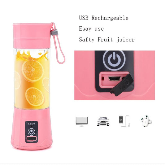 Mini Portable USB Chargeable Juicer Blender 6 Blades 380ml and Smoothie Maker