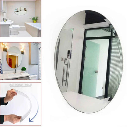 Flexible Mirror Wall Stickers-Oval-Shaped Non-Glass Decorative Mirror Sheets