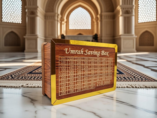 Umrah Saving Box Wooden Islamic Money Saving Box - 280 Days